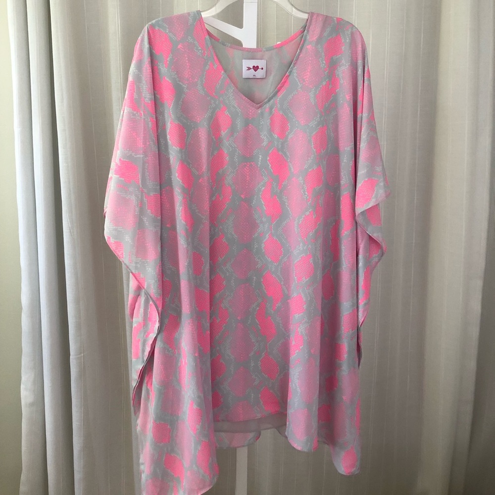 Pink & Grey Snakeskin Patterned Dress